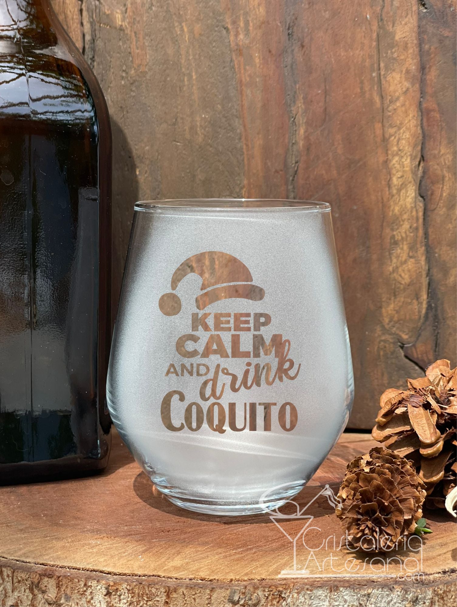 Keep Calm and Drink Coquito Stemless Glass