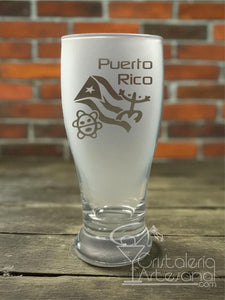 Pub Glass 19oz Bandera Sol Jayuya Coqui Taino.