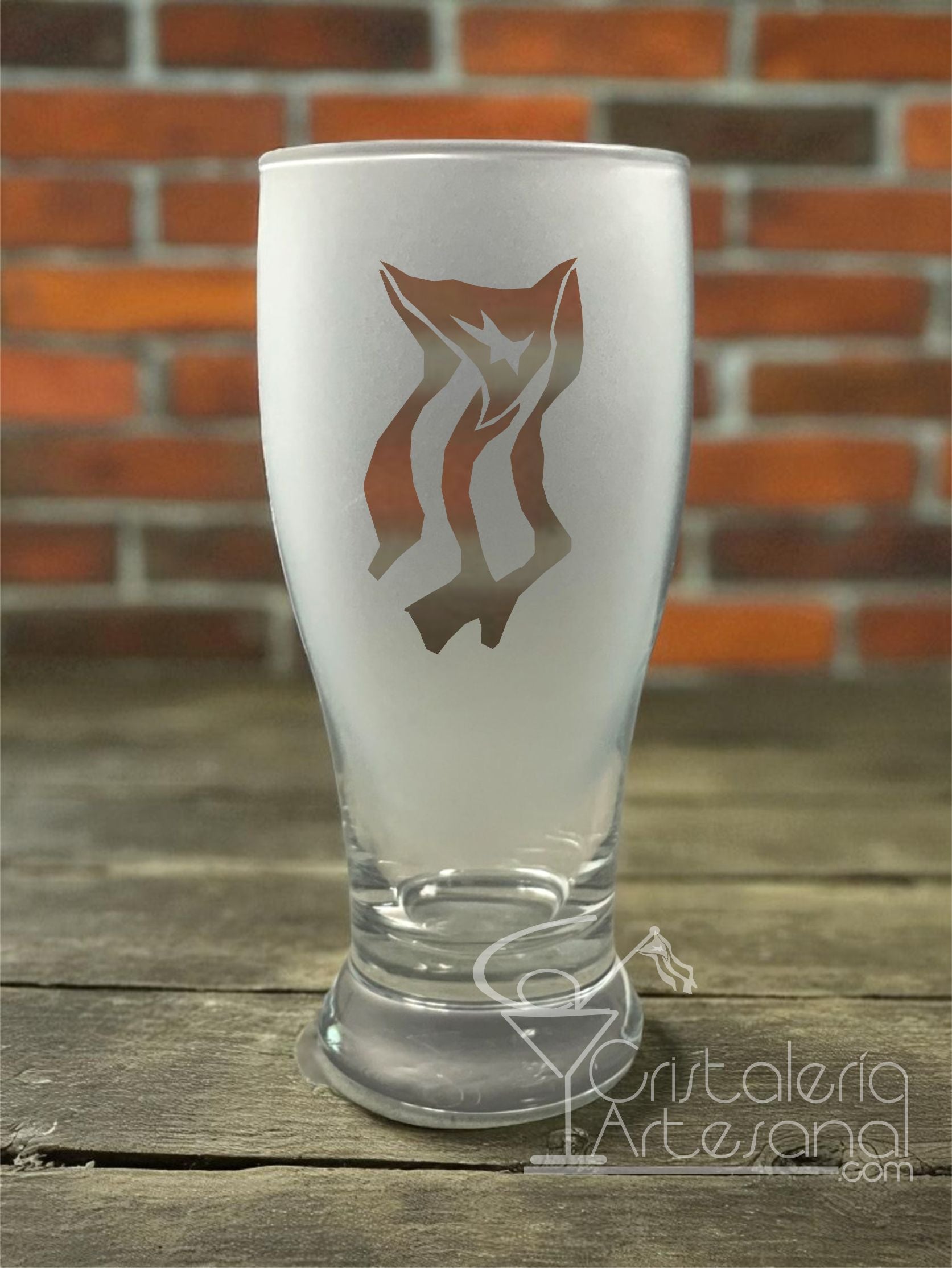 Pub de 19oz en cristal con bandera de PR