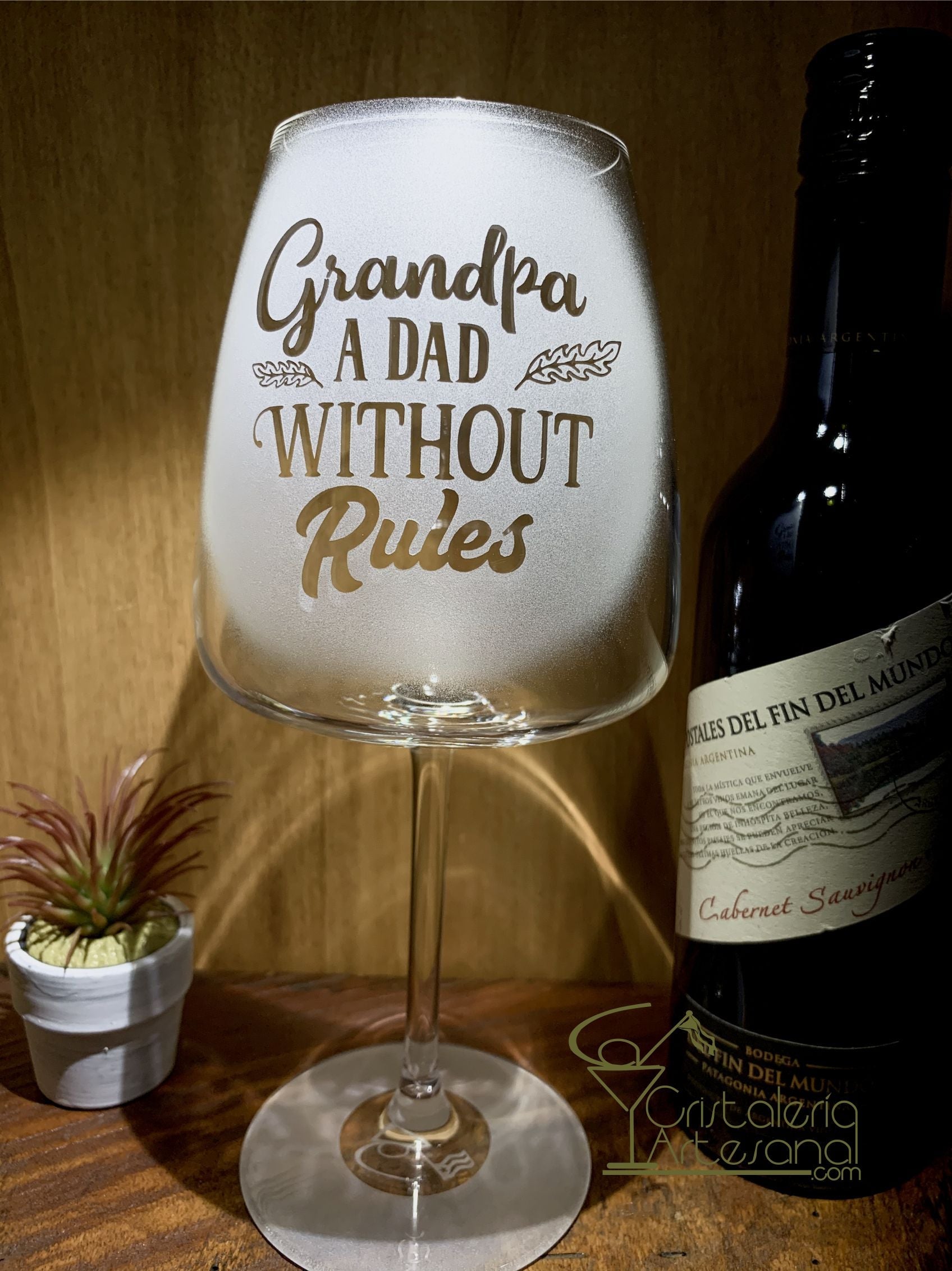 Grandpa A Dad Without Rules Dyrgrip Wine Glass