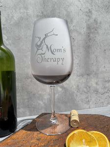 Mom's Theraphy Tall Goblet Wine Glass