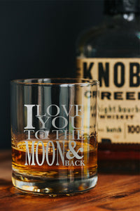 I Love You To The Moon and Back Old Fashion Glass