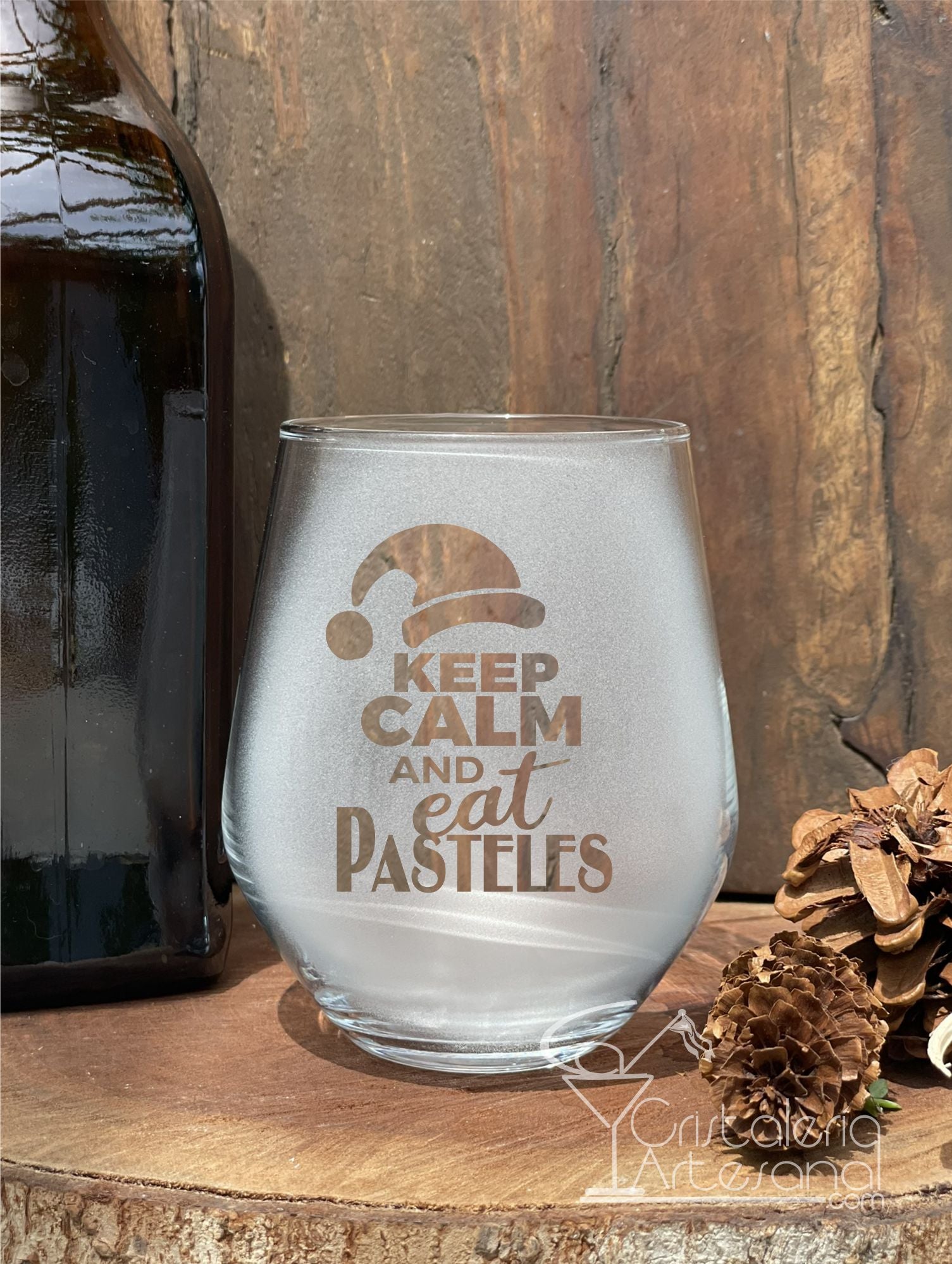 Keep Calm and Eat Pasteles Stemless Glass